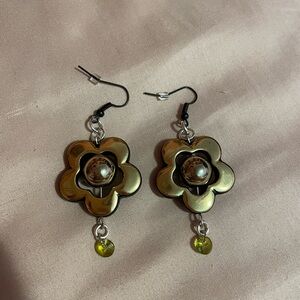 Handmade Gold Flower Earrings